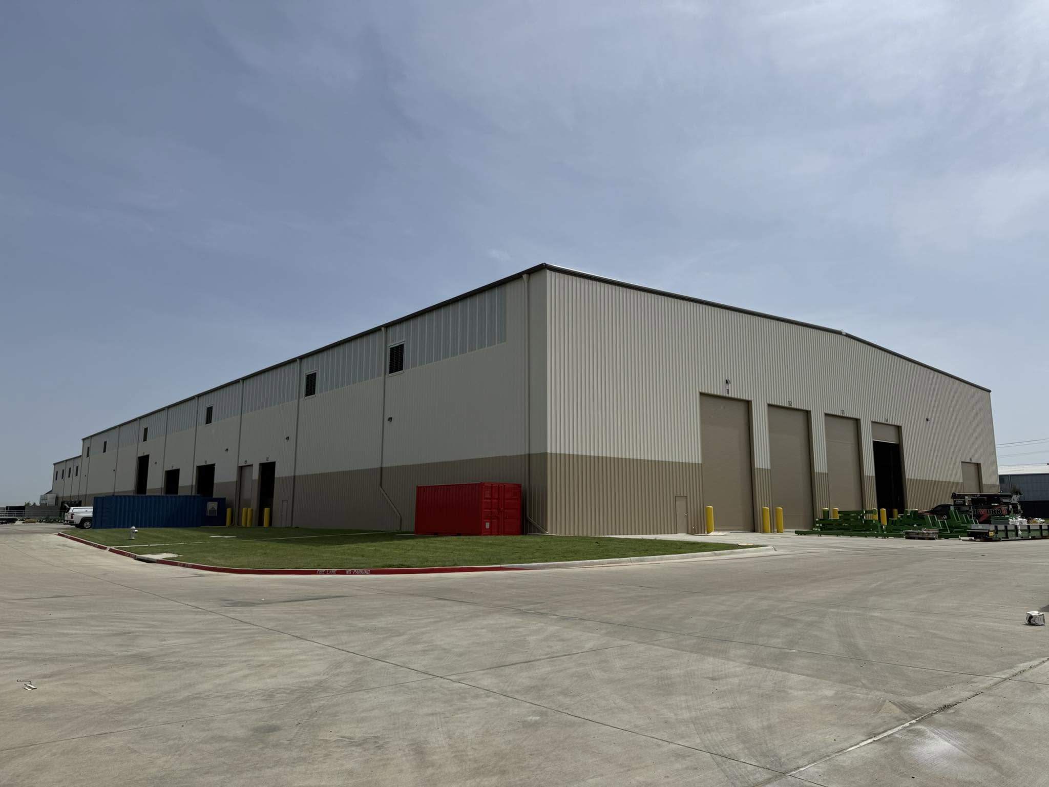 Completed 50,000 sq ft commercial warehouse with dock doors in Fort Worth, Texas